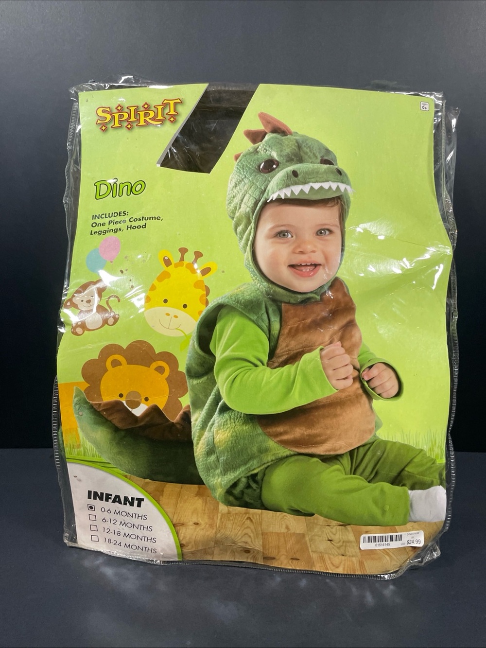 Spirit Halloween Infant Child Dino Costume Size O-6 months Clean & Complete